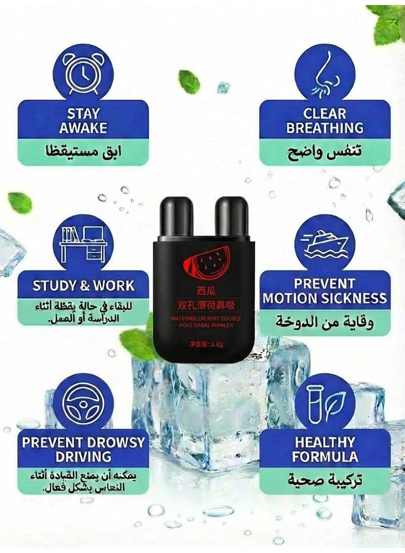 ​ عصي استنشاق الأنف بالبطيخ والنعناع 1 قطعة - ثنائي الفوهات بدون إضافات | قابل لإعادة الاستخدام ومحمول | يخفف من انسداد الأنف يُعزز التنعش | ل الراحة اليومية والقيادة والدراسة - مقبول في السعودية - Image 4